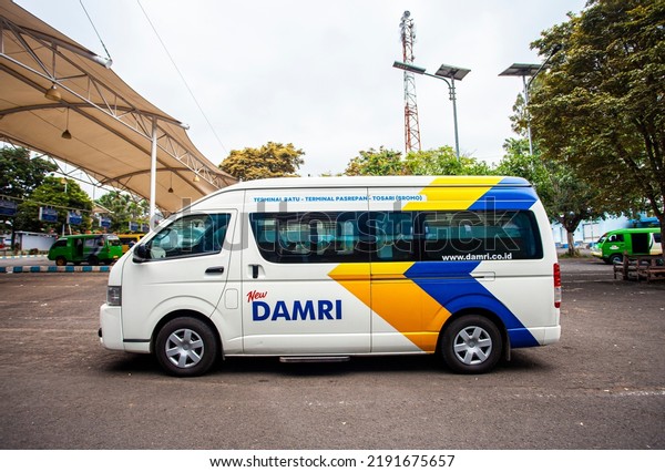 Batu, Indonesia-07-22-2022: Public\
transportation that serves the Batu City route to the Mount Bromo\
tourist area. This public transportation is commonly referred to as\
city transportation.