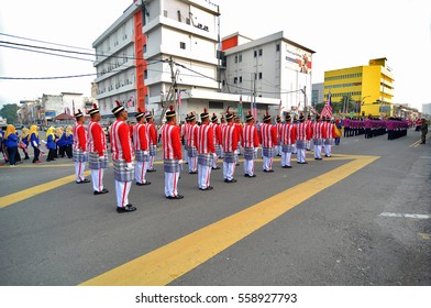 Batu Pahat, Johor, August 31, 2016. National Day Parade MALAYSIA District Level, Selective Focus And Deliberate Shallow Depth Of Field On Background For Effect.