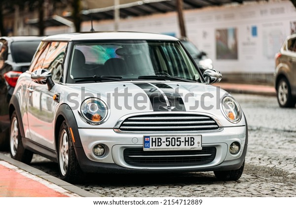 Batumi, Adjara, Georgia -\
March 20, 2022: Gray Mini Hatch Second generation R56 Parking In\
City Street