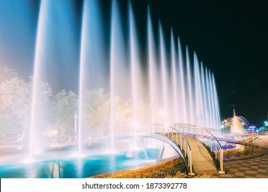 Batumi, Adjara, Georgia. Singing And Dancing Fountains Is Local Landmark At Boulevard Fountains. Night Illuminations. - Shutterstock ID 1873392778