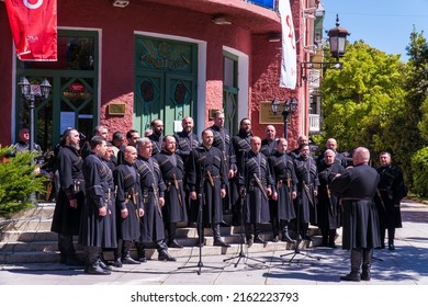 Batumi, Georgia - 26.05.2022 Georgian Music Group Sings Local Music