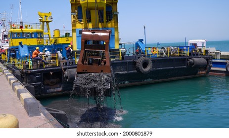 Batumi, Georgia - June 30, 2021: Cleaning The Seabed Of Garbage In The Sea Port