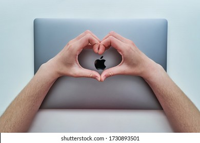 Batumi, Georgia - May 04, 2020. Macbook Pro 16 Inch Model Of Space Gray Color Released In 2019. Love Famous Favorite Brand. Apple Fan 