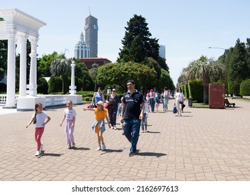 Batumi, Georgia - May 31, 2022: Children Go On An Excursion