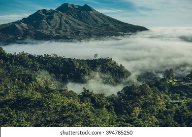 Batur Volcano And Agung Mountain From Kintamani, Bali, Indonesia