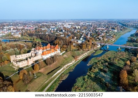Bauska Medieval Castle complex from above,Bauska, Latvia