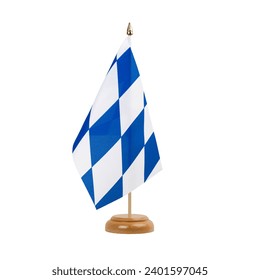 Bavaria without crest Flag, small wooden bavarian, german table flag, isolated on white background - Powered by Shutterstock