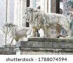 Bavarian lion statue in front of Field Marshals Hall, Munich, Germany