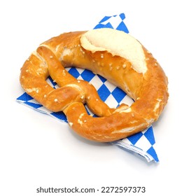 Bavarian pretzel on white background, isolated.