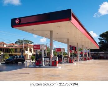 BAVARO, PUNTA CANA, DOMINICAN REPUBLIC - 28 JANUARY 2022: Texaco gasoline station with Techron and Diesel