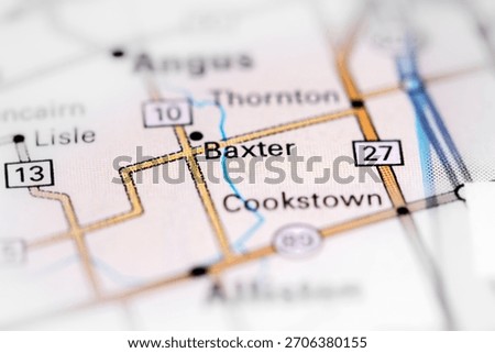 Baxter. Canada on a map