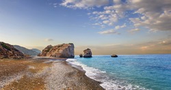 Bay Of Aphrodite Is Famous Attraction Of Cyprus Were Located Between Limassol And Paphos. Large Stones From Ancient Times Counted  As The Birthplace Of Aphrodite, The Goddess Of Love And Fertility.(4)