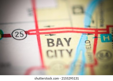 Bay City. Michigan. USA On A Geography Map.