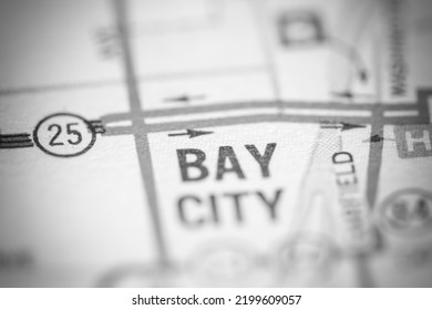 Bay City. Michigan. USA On A Geography Map.