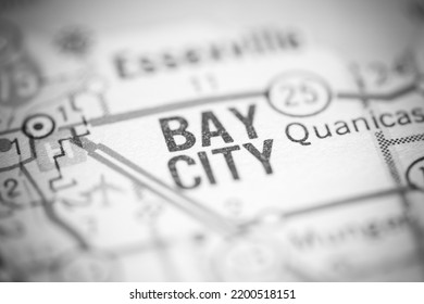 Bay City. Michigan. USA On A Geography Map.