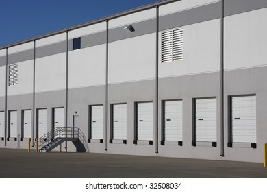 Bay doors in a warehouse