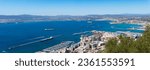 Bay of Gibraltar or Bay of Algeciras. Panoramic view from the Rock of Gibraltar.