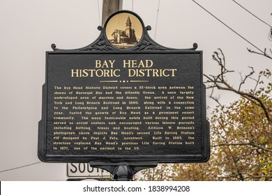 Bay Head, NJ - Oct. 22, 2020: This Sign Tells The History Of Bay Head As A Shore Resort Community. Bay Head Is Considered Part Of The Jersey Shore's 