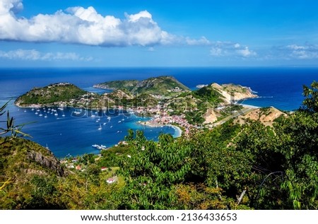 Bay of Les Saintes, Terre-de-Haut, Iles des Saintes, Les Saintes, Guadeloupe, Lesser Antilles, Caribbean.
View from the Le Chameau hiking trail. 