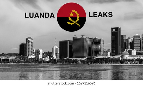 Bay Of Luanda With Angolan Flag Superimposed.
Caption Regarding corruption In Angola that Was Shared By the International Consortium Of Investigative Journalists In Early 2020.Corruption Concept.