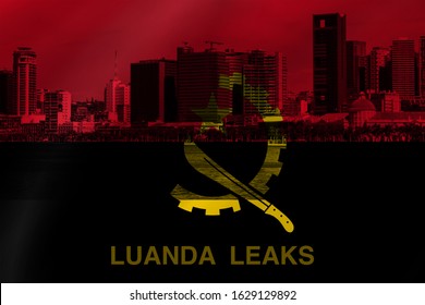 Bay Of Luanda With Angolan Flag Superimposed.
Caption Regarding corruption In Angola that Was Shared By the International Consortium Of Investigative Journalists In Early 2020.Corruption Concept.