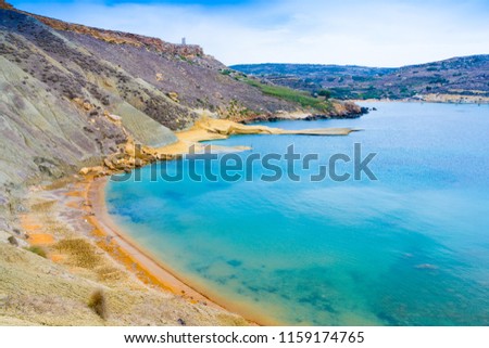 Bay near Ghajn Tuffieha in summer in the north-west coast of Malta