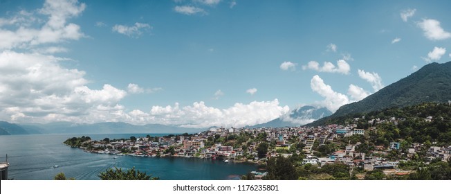 Bay Of San Pedro La Laguna, A Party Tourist Town On The Coast Of Lake Atitlán In Guatemala