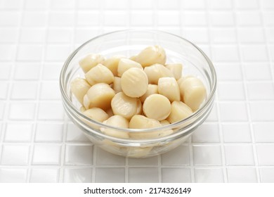 Bay Scallops In A Glass Bowl