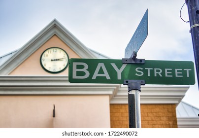 Bay Street Sign In Nassau, Bahamas.