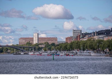 Bay View Over Riddarfjärden And The Islet Kungsholmen With Apartment And Office Buildings A Sunny Autumn Day In Stockholm, Sweden 2022-08-31