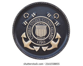 Bayamon, Puerto Rico - May 28, 2022: Coast Guard Seal, Emblem, Crest Or Plaque Isolated On White Background