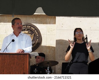 Bayamon, Puerto Rico - May 30, 2022:  Governor Of Puerto Rico, Speech At Memorial Day Ceremony.