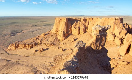 Bayanzag flaming cliffs is a canyon near gobi desert in Mongolia
