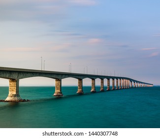 Bayfield, New Brunswick / Canada - September 26, 2017: The 13 Km Long Confederation Bridge Spans The Abegweit Passage Of The Northumberland Strait, Linking New Brunswick And Prince Edward Island.