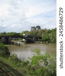 Bayou Teche bridge as seen from river bank in New Iberia