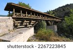 Bayramoren Bridge, located in Cankiri, Turkey, was built in the 19th century. Made with wood and tile.