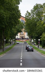 Bayreuth, Germany - 1 August 2014: Siegfried Wagner Allee Leads To The Festspielhaus