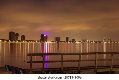 A Bayshore Boulevard In South Tampa, Florida At Night