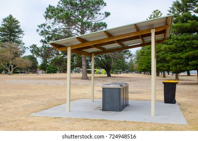 BBQ Area In Public Park With Stove At Brighton Le Sands Beach, Sydney, Australia.