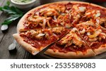 BBQ Chicken Pizza: Pizza topped with tangy BBQ sauce, grilled chicken, onions, and cheese. A sweet and savory twist on a classic.