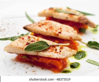 BBQ Fillet of Fish with Vegetables and Greens