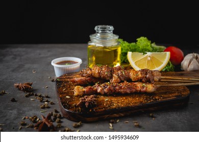 BBQ Grill Cooked With Hot Spicy Sichuan Pepper Sauce Is A Chinese Herb.