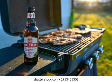 Bbq And Non Alcoholic Beer Mariestads In Evening Light