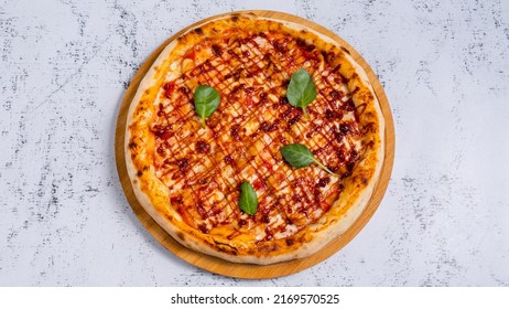 BBQ Pizza Isolated Top View