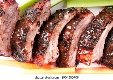 Bbq Pork Ribs With A Rich Barbeque Sauce