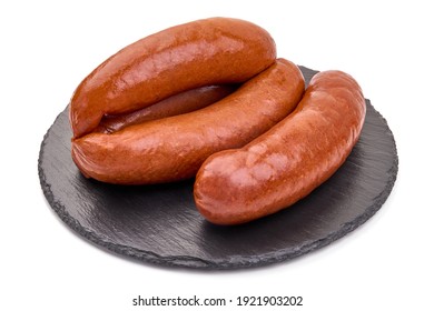 BBQ pork sausages, isolated on white background.