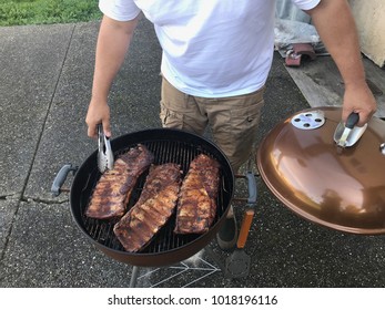 BBQ Ribs In The Backyard On The Pit