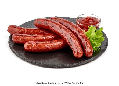 BBQ Roasted pork sausages, close-up, isolated on white background - Powered by Shutterstock