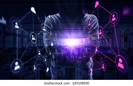 Be aware of hacker attack. Mixed media