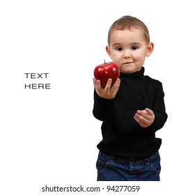 To be like Steve Jobs. Kid, boy with red apple